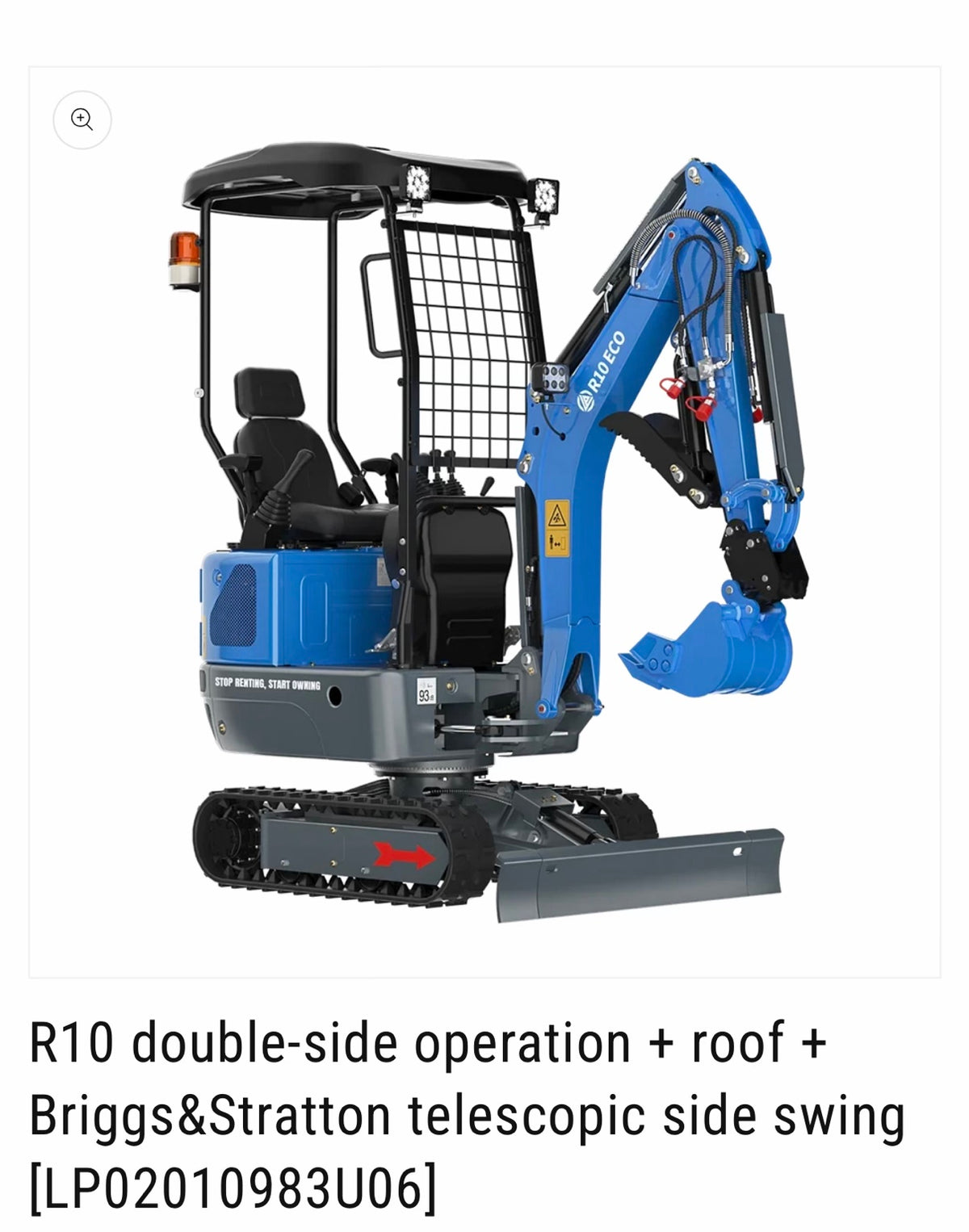 RIPPA R10 Briggs and Stratton mini excavator with canopy and telescopic side swing